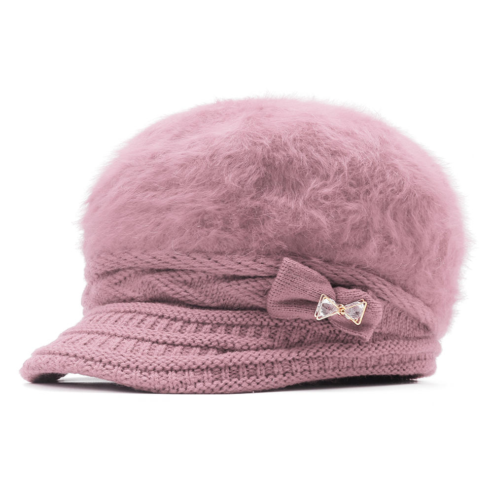 Women's Winter Knit Velvet Beret Hat - Warm Outdoor Leisure Cap