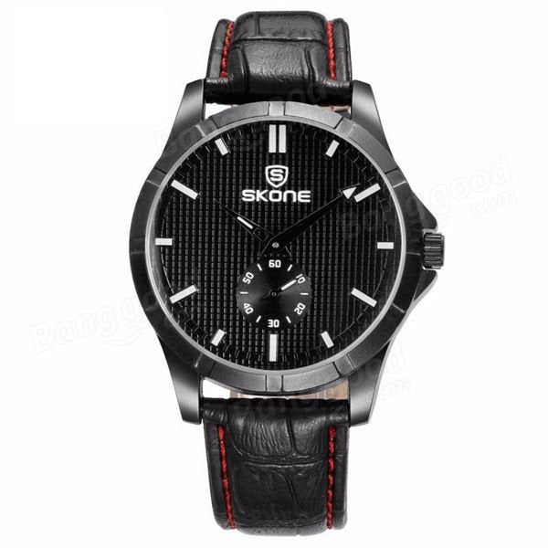 PU Leather Band Daily Life Waterproof Analog Quartz Wrist Watch