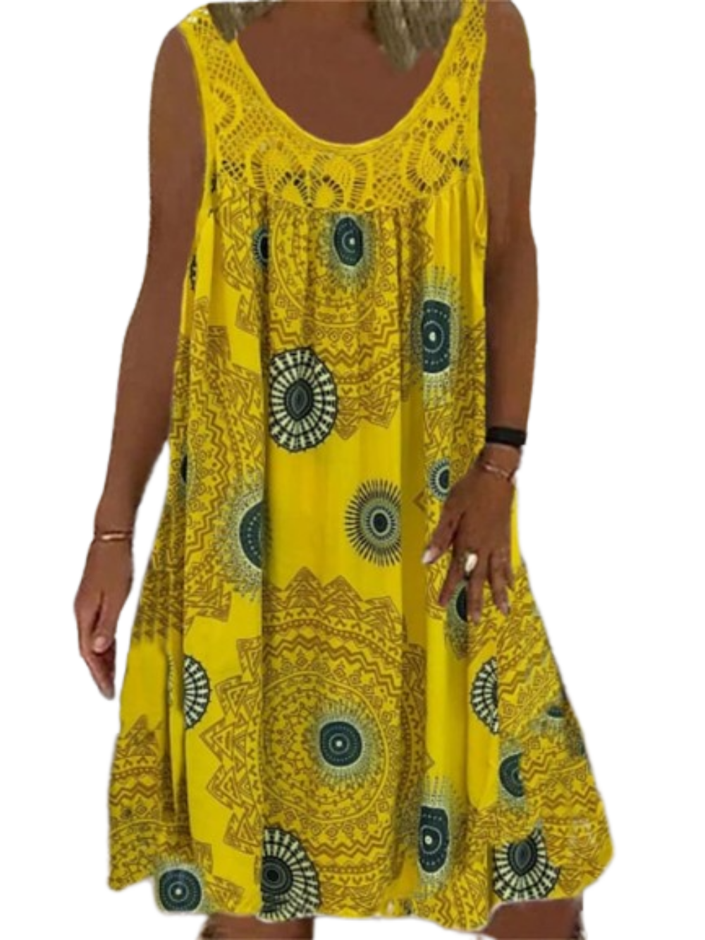 Women's Sleeveless Street Print Crew Neck Sport Casual Dress