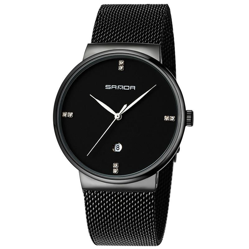 Men's Fashion Quartz Watch with Simple Dial & Stainless Steel Strap