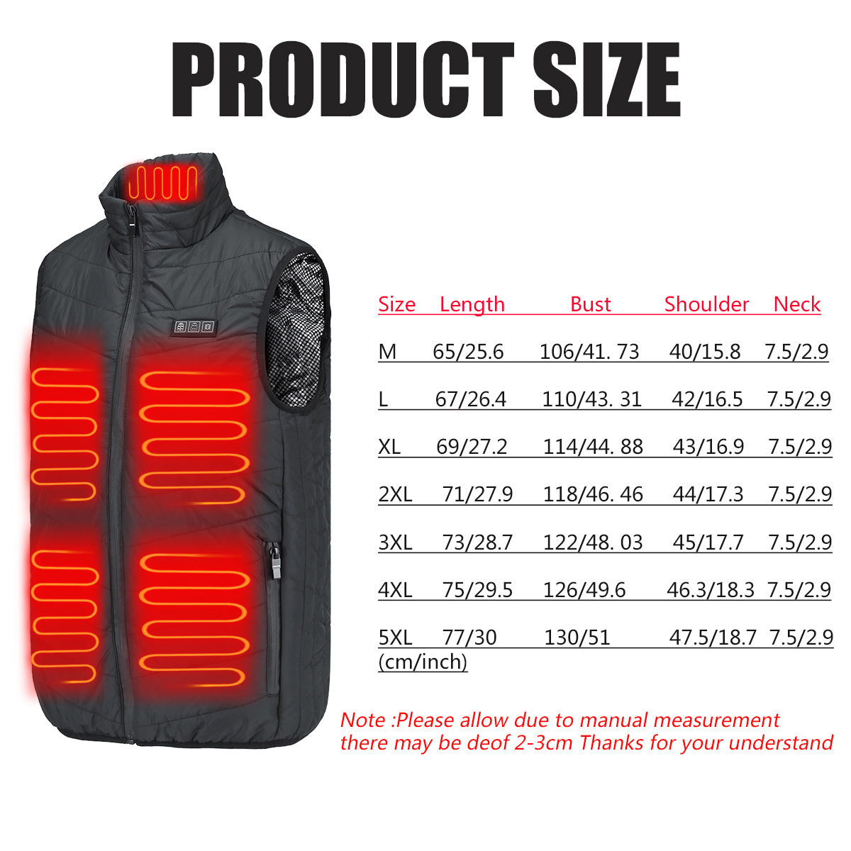 Unisex USB Heated Vest with 11 Zones - Winter Warm Jacket for Skiing