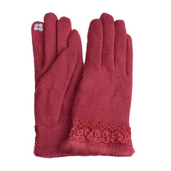 Elegant Women's Wool Gloves - Warm, Windproof, Full Finger Design