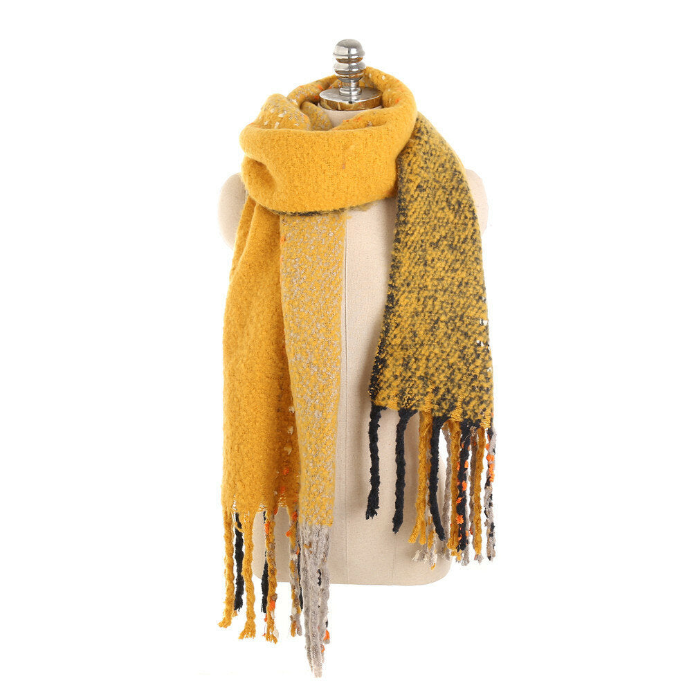 Women's Vintage Cashmere-Feel Tassel Scarf Shawl - Winter Warmth