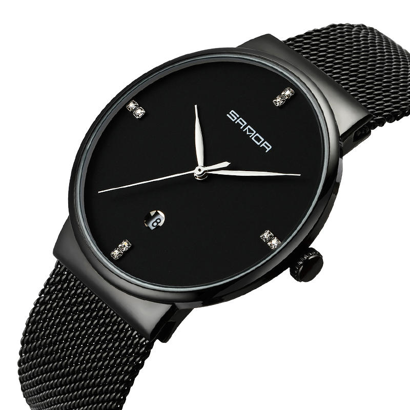 Men's Fashion Quartz Watch with Simple Dial & Stainless Steel Strap