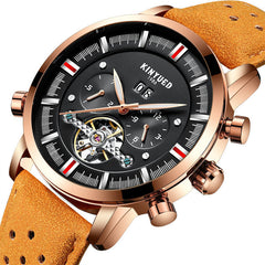 Fashion Style Brathable Leather Strap Automatic Men Business Mechanical Watch