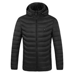 Unisex USB Heated Jacket with 9 Zones, Winter Warm Hooded Coat