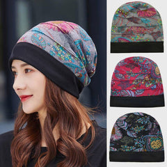 Women's Floral Cotton Beanie: Casual, Breathable, Warm Turban for Outdoor Fashion