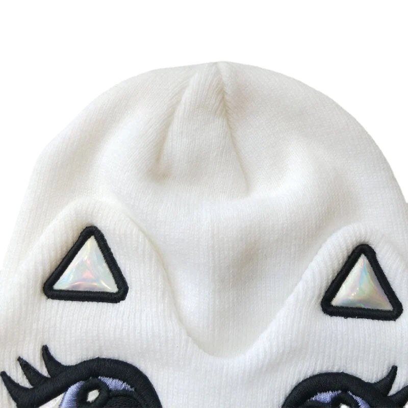 Women's Cute Cat Pattern Warm Knitted Hat - Casual All-Match