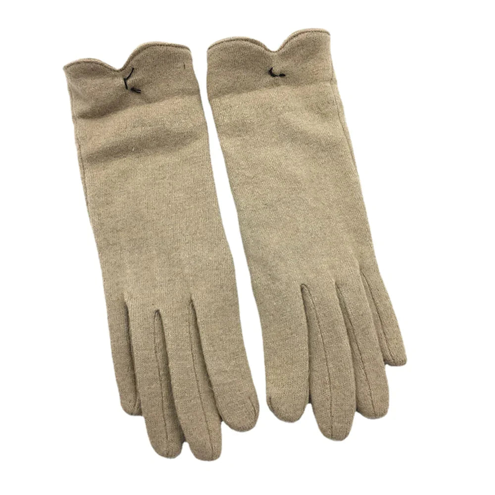 Women's Wool Touchscreen Gloves with Embroidery & Bowknot - Warm & Fashionable