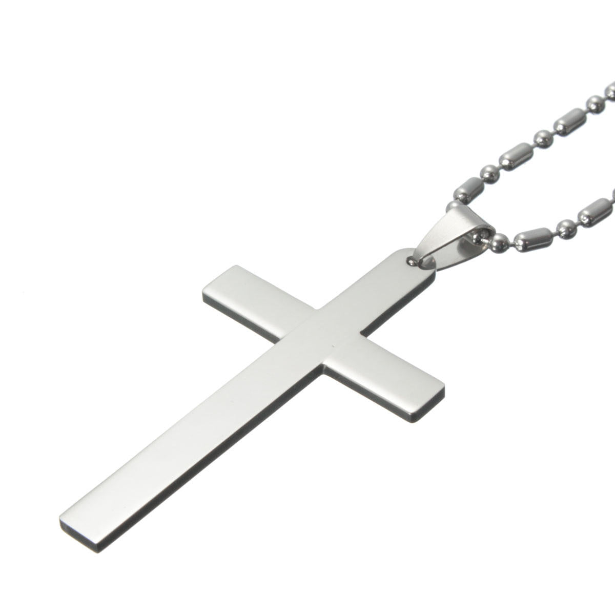 20" Stainless Steel Chain Cross Silver Pendant Necklace Jewelry Christmas Gift