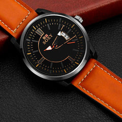 Men's Ultra Thin Fashion Quartz Watch with Leather Strap