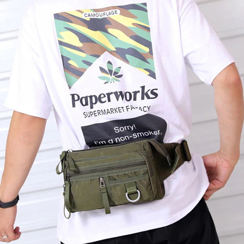 Men's Nylon Multi-layer Anti-theft Crossbody Chest Bag with Multi-pockets