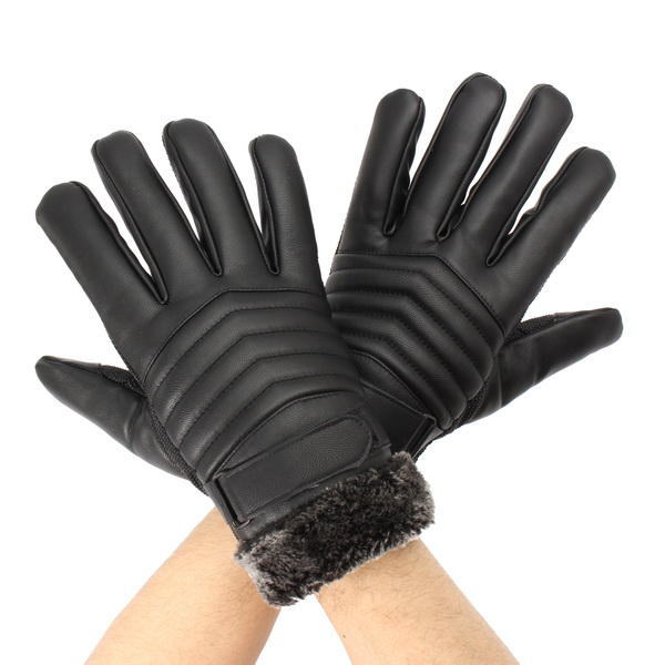 Black PU Gloves for Riding, Racing, Skiing, Fishing, Motorcycle & Mountain Biking - Thick & Durable