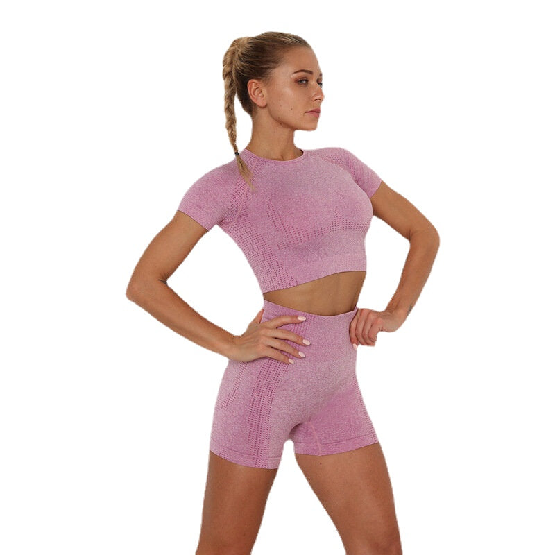 Women's High Waist Yoga Sets High Elasticity Skinny Quick Dry Yoga Sets Yoga Shirt Yoga Shorts Fitness Gym Workout Running Sports Clothing Sets