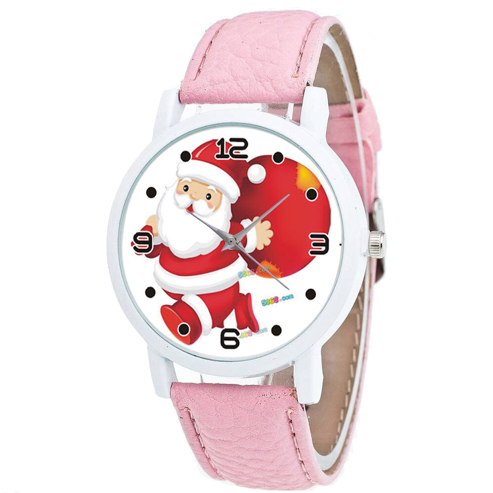 Cartoon Santa Claus and Gift Pattern Cute Kid Watch Fashion Children Quartz Watch