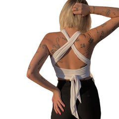 Hot Girl Slim-Fit Halter Backless Vest