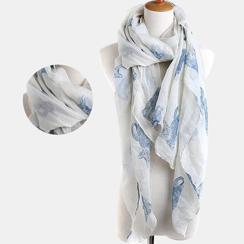 Women's Cat Pattern Spring Scarf - Bali Yarn Fashion Accessory