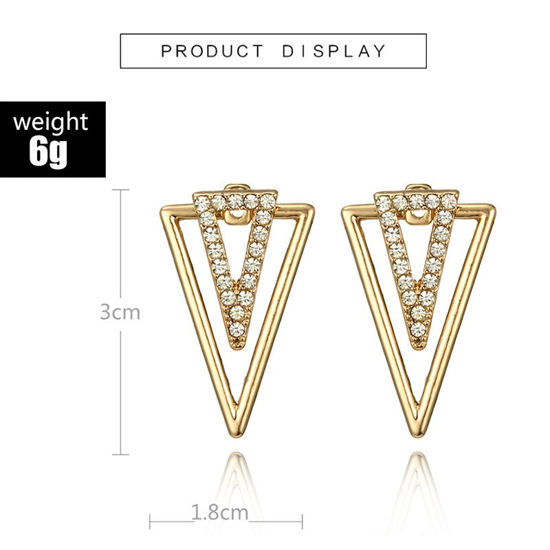 Vintage Triangle Earring Rhinestone Hallow Earrings Front Hanging Earrings For Women