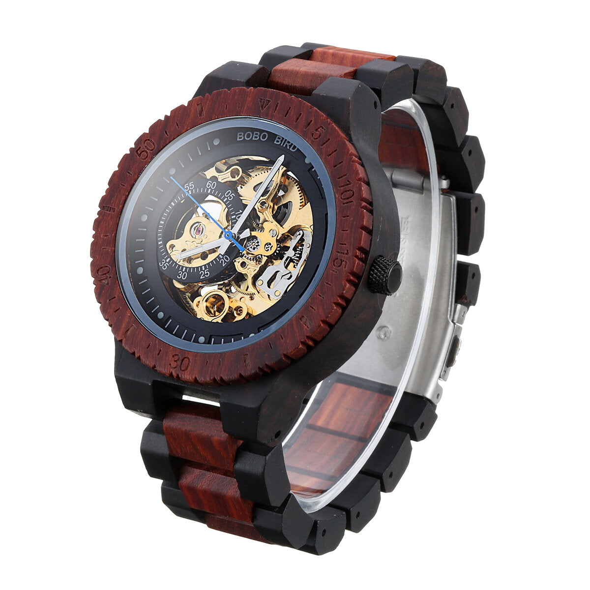 Men Wooden Luminous Hand Wristwatches Mechanical Watch