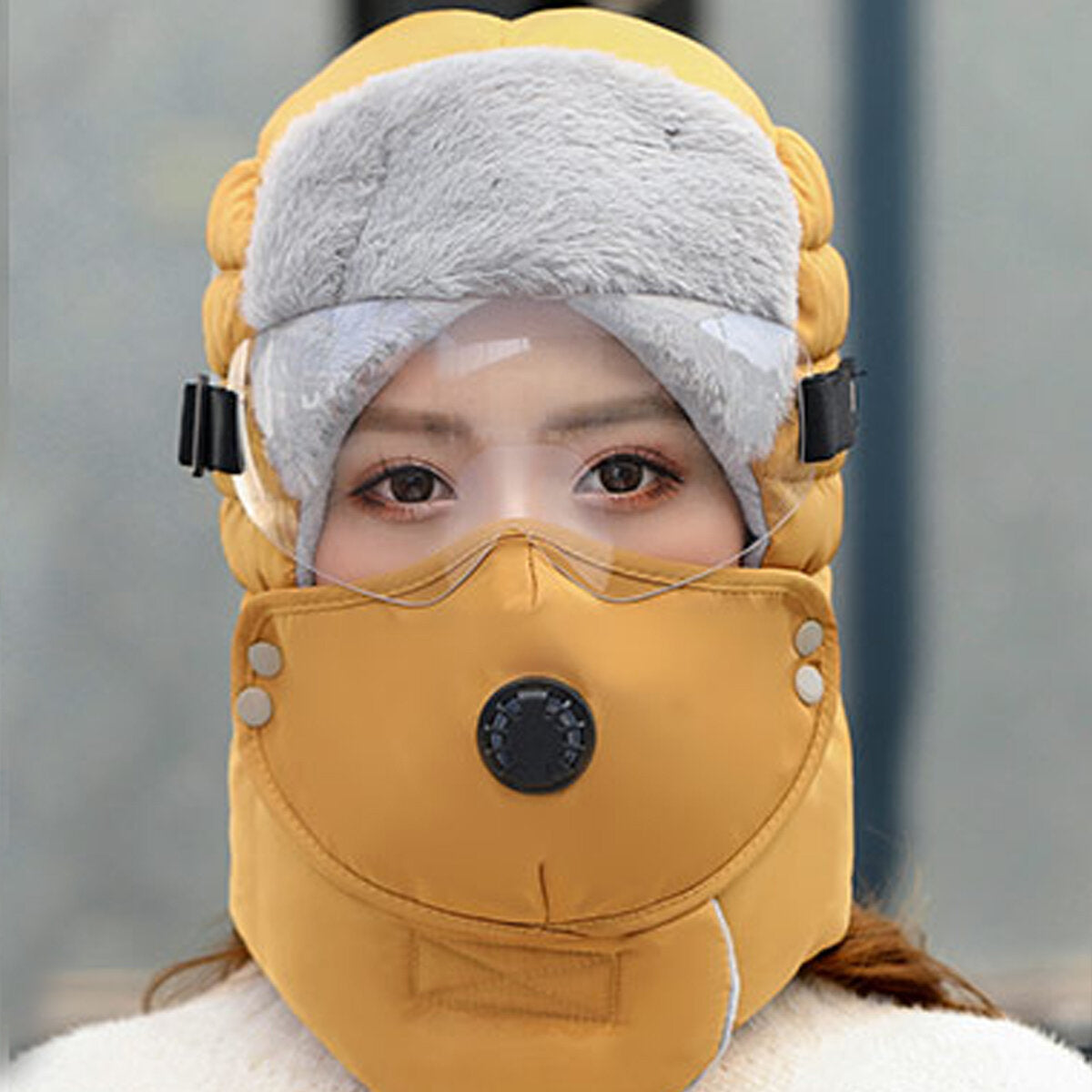 Winter Men Original Design Warm Hat Women Waterproof Hood Hat With Windproof Glasses Face Mask Ear Muffers