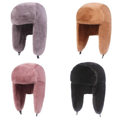 Unisex Winter Windproof Plush Trapper Hat for Outdoor Hunting & Ear Protection