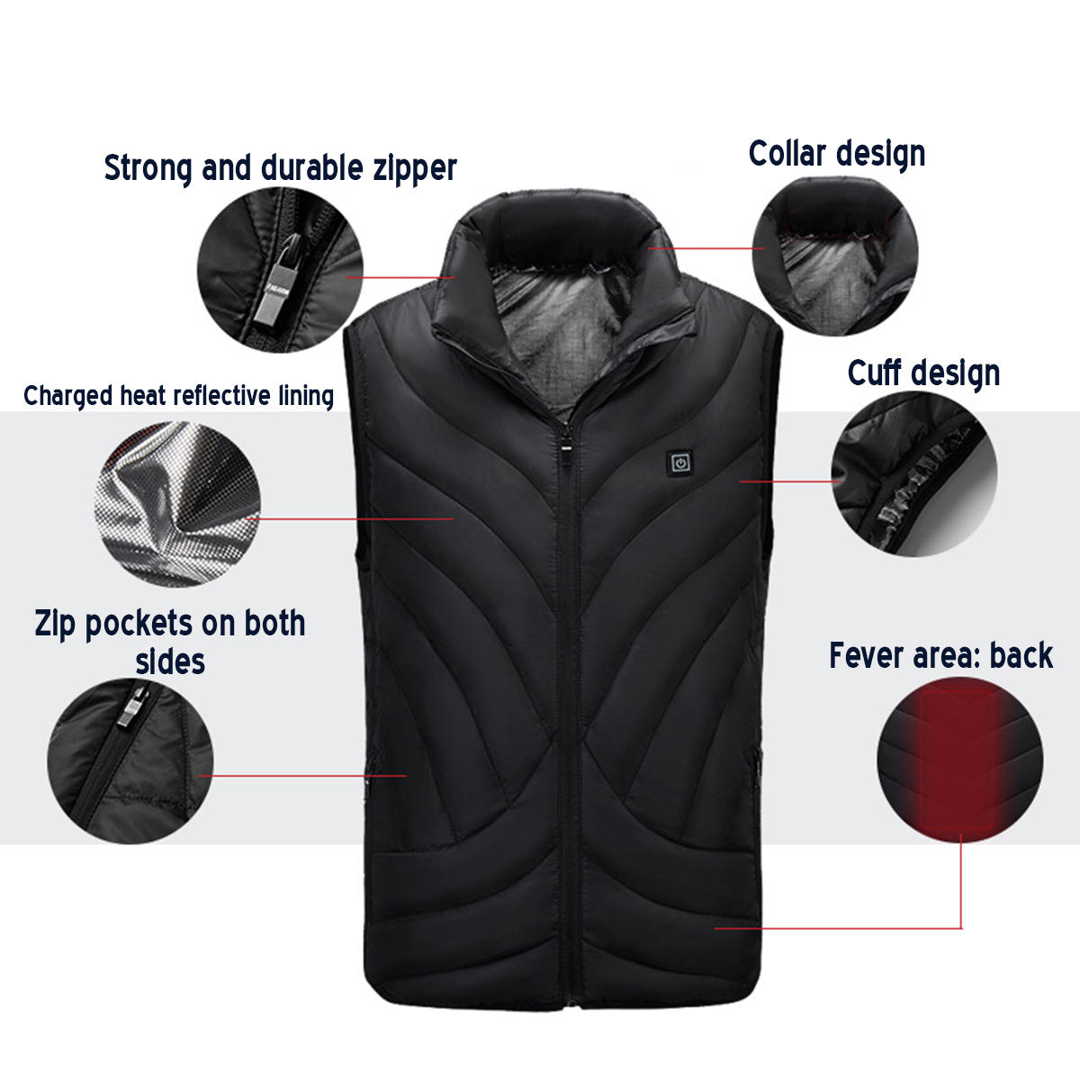 Men's USB Heated Vest - Winter Sleeveless Jacket for Outdoor Hiking