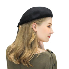 British Style Pure Wool Chain Beret Cap