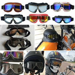 Vintage Goggles Motorcycle Leather Goggles Glasses Cruiser Folding Helmet Eyewear