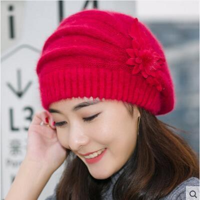 Women's Thick Knitted Fur Hat - Warm Winter Sweater Beanie