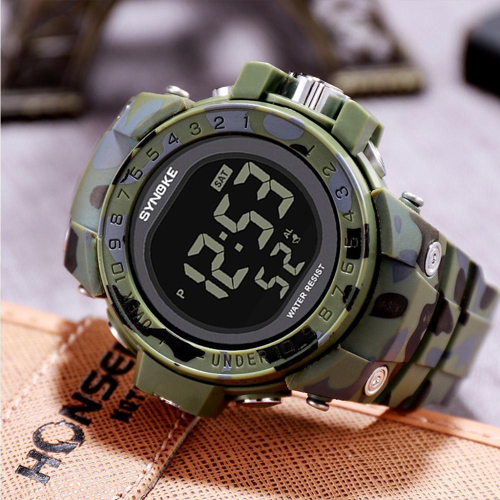 Men Watch Waterproof Week Display Alarm EL Light Camouflage Digital Watch