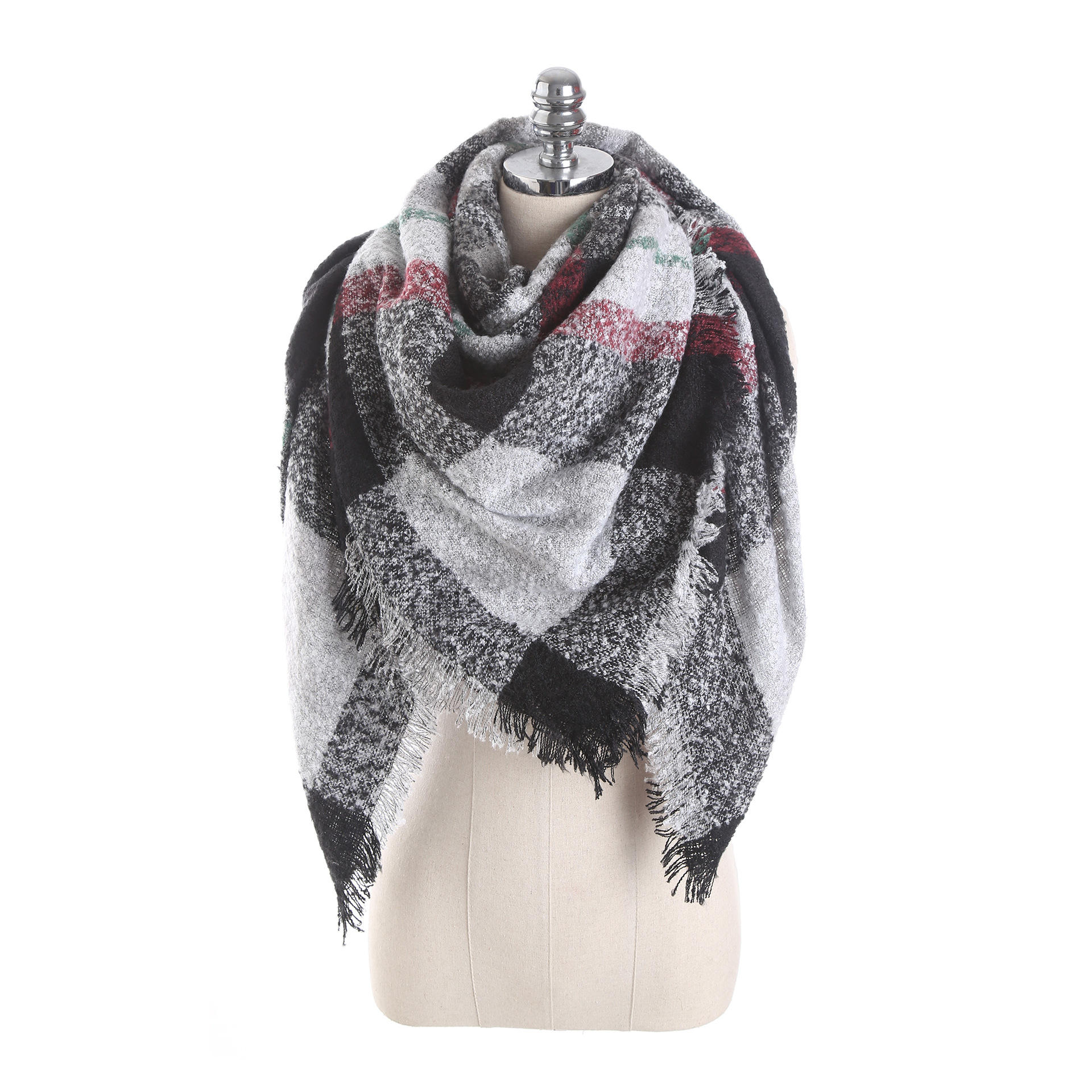 Women's Buttoned Crochet Lattice Scarf - Warm, Stylish Wrap