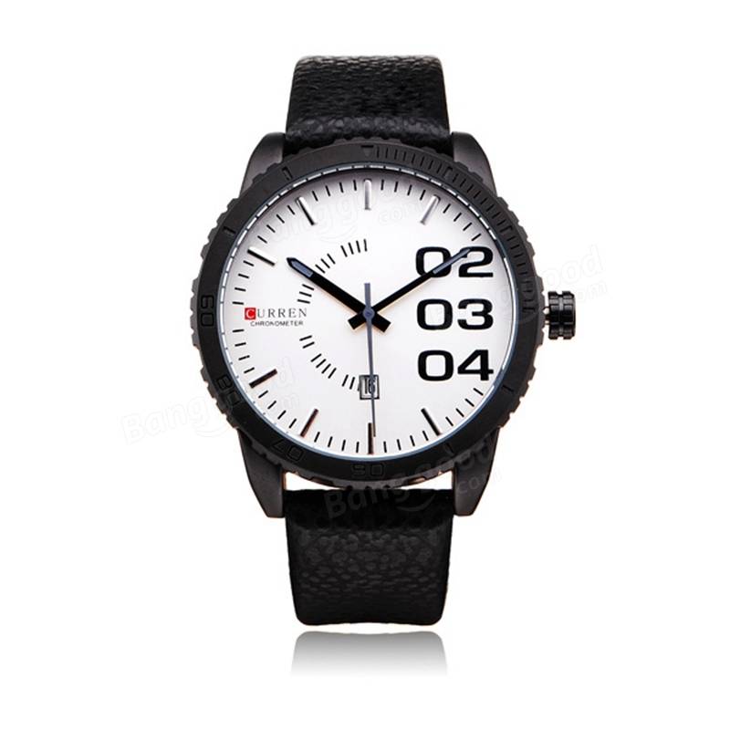 Stylish Life Waterproof PU Leather Band Men Quartz Sport Wrist Watch