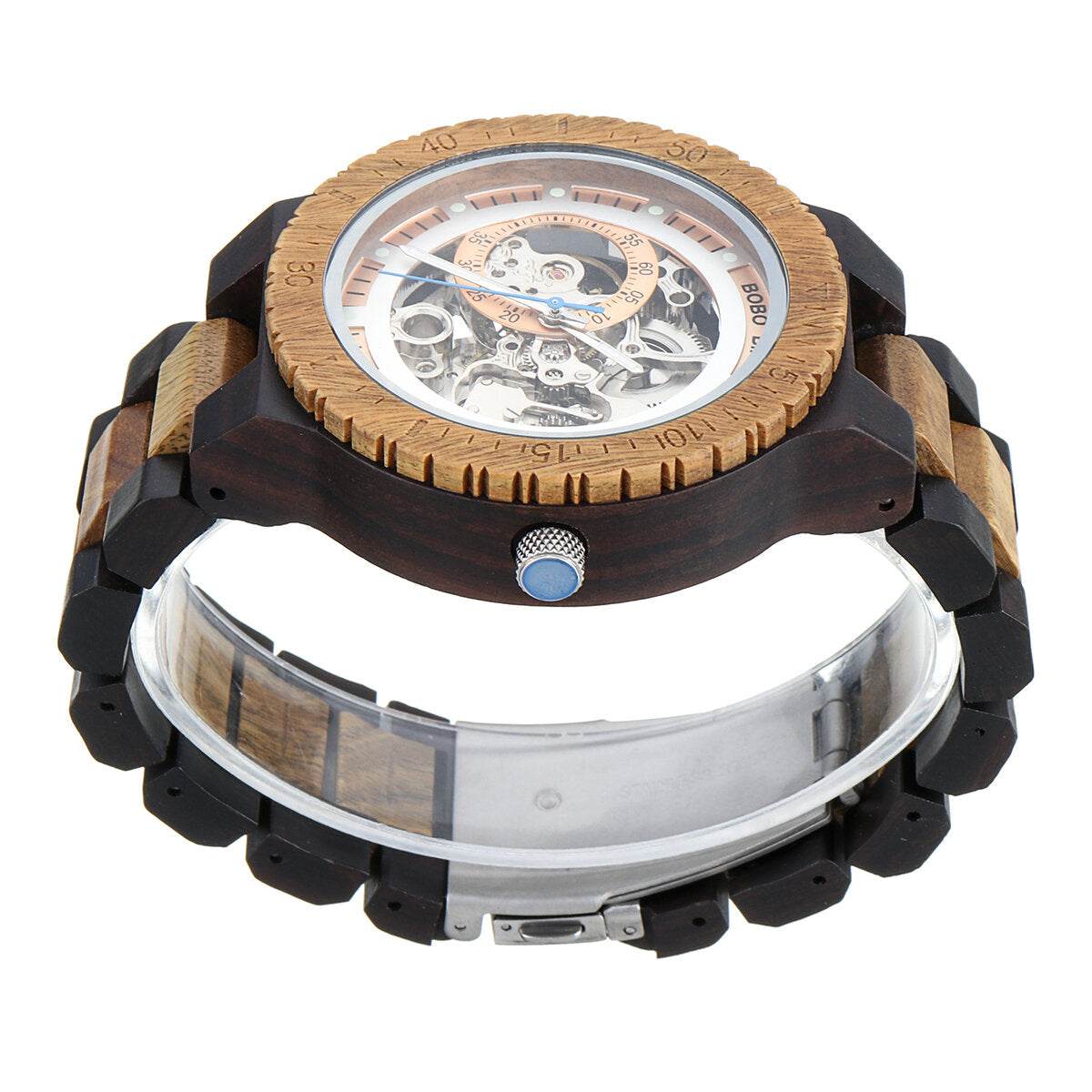 Men Wooden Luminous Hand Wristwatches Mechanical Watch