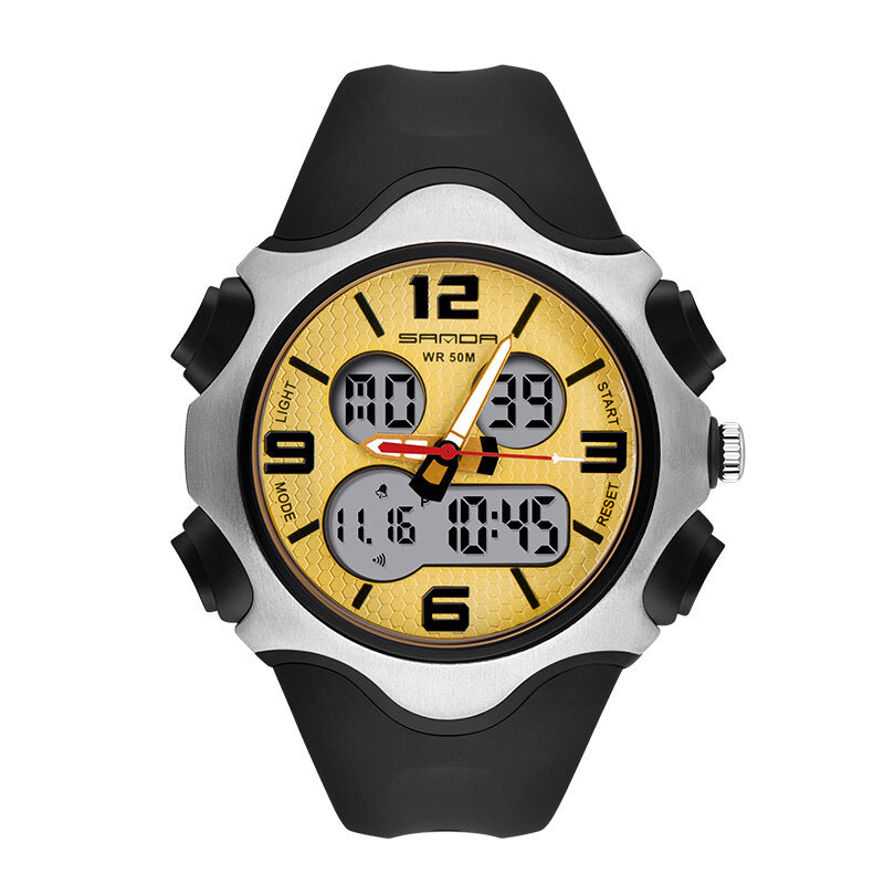 12/24 hours Stopwatch Timing Luminous Display Waterproof Men Dual Display Digital Watch