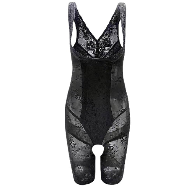 Womens Shapewear Firm Control Lace N Smooth Built-in Bra Body Shaper Fajas Crotch Lingerie Sexy Lace Bodysuit Deep V Teddy One Piece Lace Babydoll