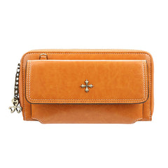 Women PU Leather Cross Flower Tassel Large Capacity Multi-card Slot Phone Bag Crossbody Bag Shoulder Bag