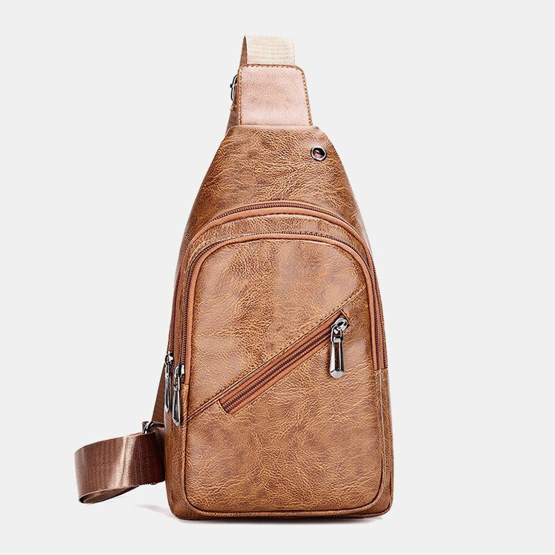 Men's Multi-pocket Crossbody Sling Bag with Earphone Hole
