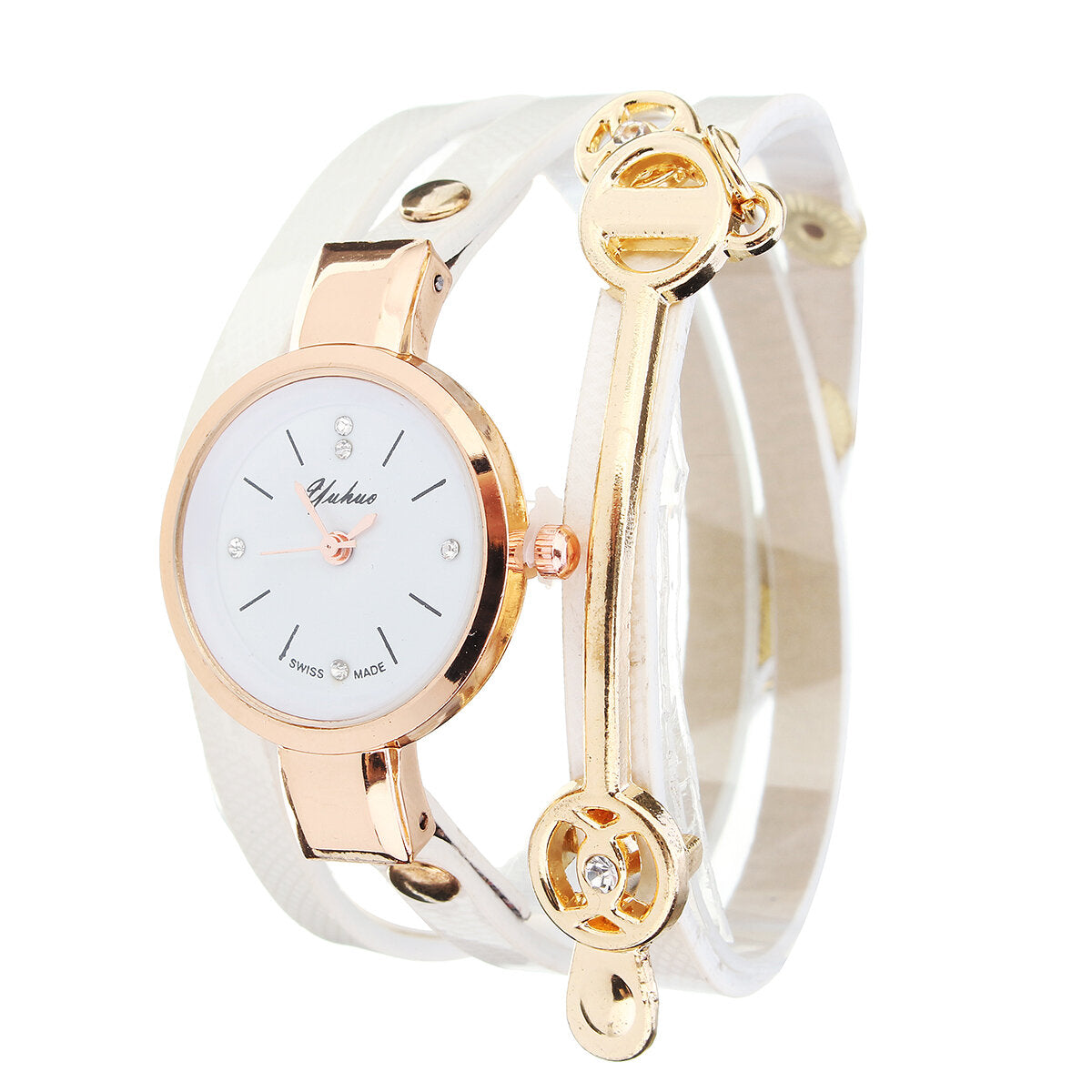 PU Leather Strap Simple Crystal Dial Women Watch Ladies Dress Quartz Watch