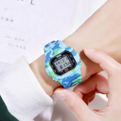 Sport Camouflage Children Watch 5ATM Waterproof Luminous Week Display LED Kids Outdoor Digital Watch