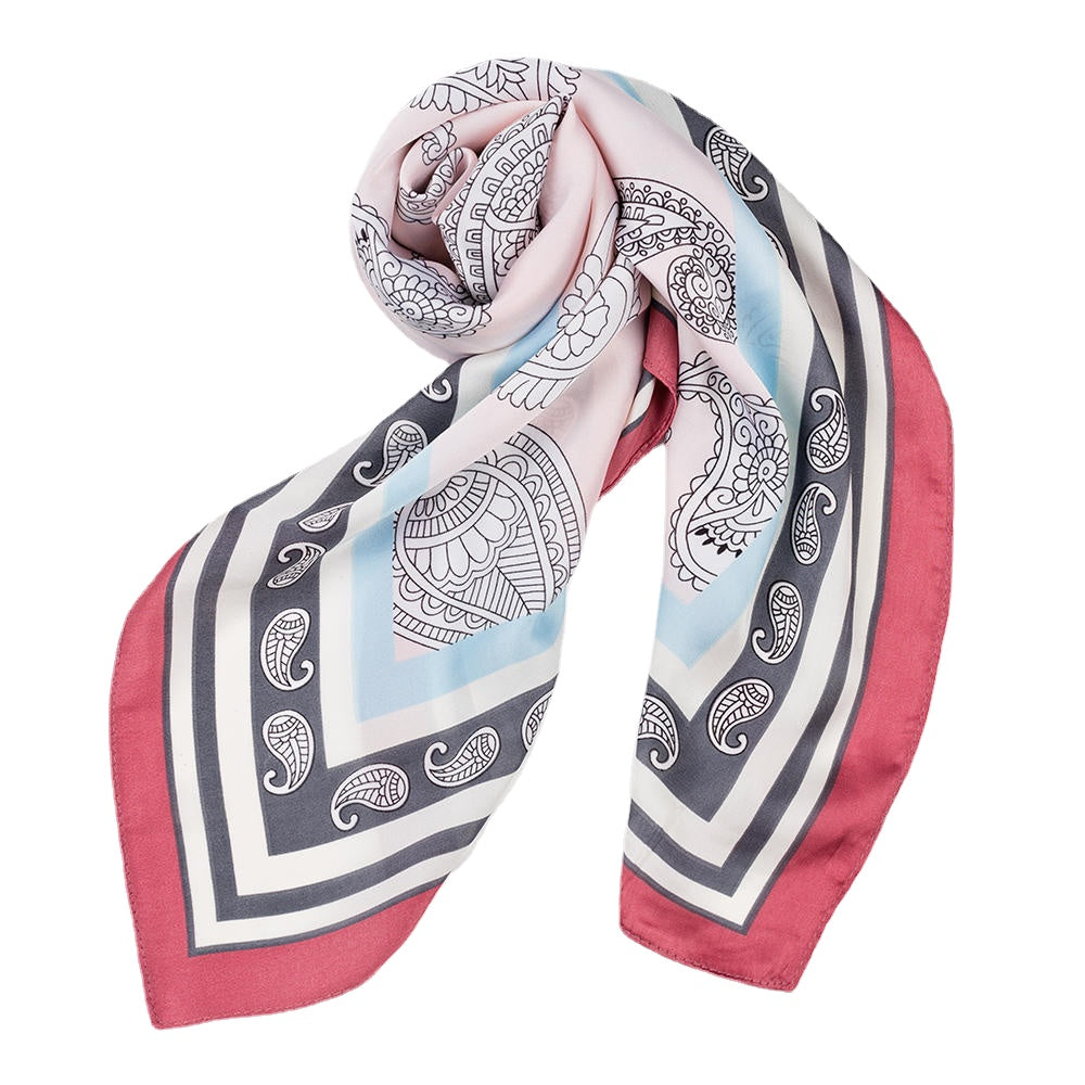 Women's Satin Embroidered Silk Scarf - Comfortable Striped Fashion Headpiece