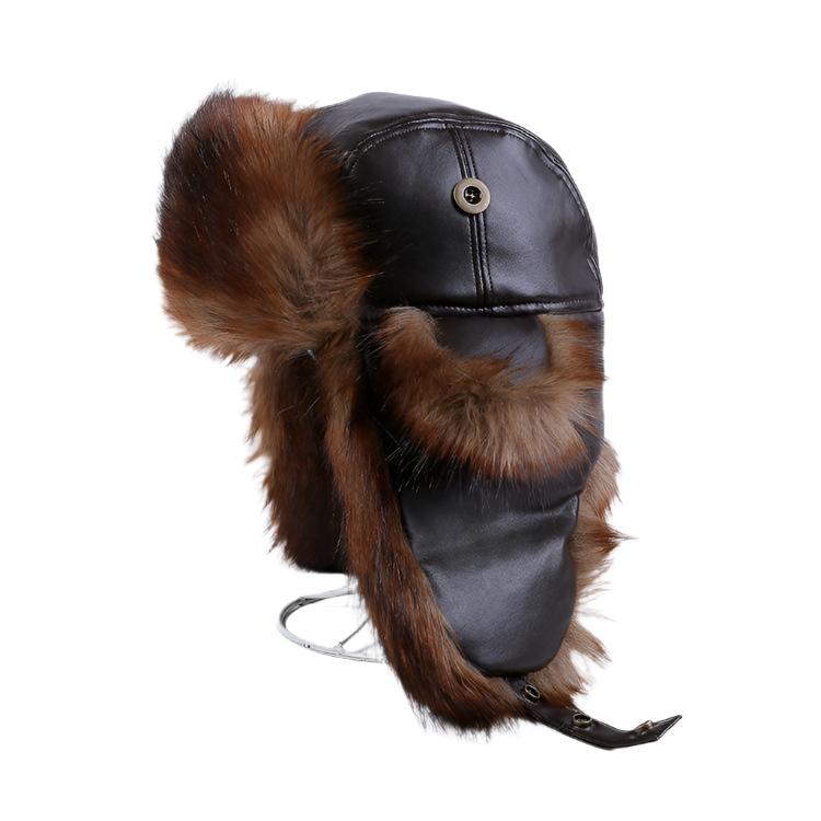 Unisex High-End Leather Trapper Hat with Warm Earmuffs for Winter