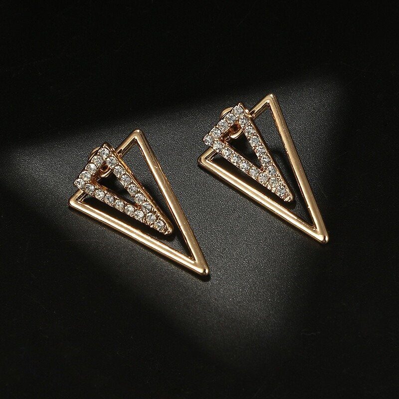 Vintage Triangle Earring Rhinestone Hallow Earrings Front Hanging Earrings For Women