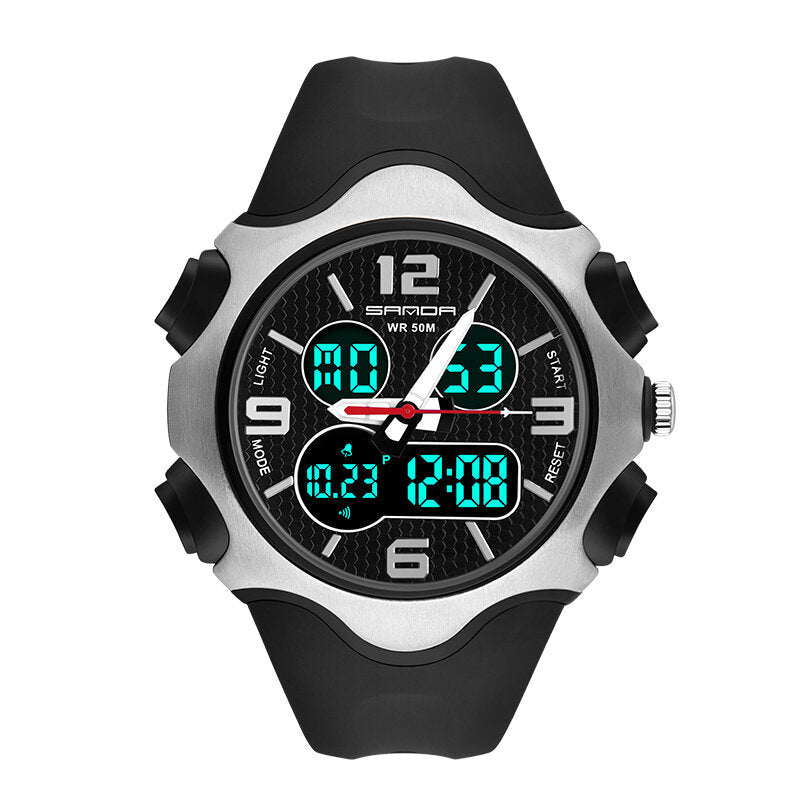 12/24 hours Stopwatch Timing Luminous Display Waterproof Men Dual Display Digital Watch