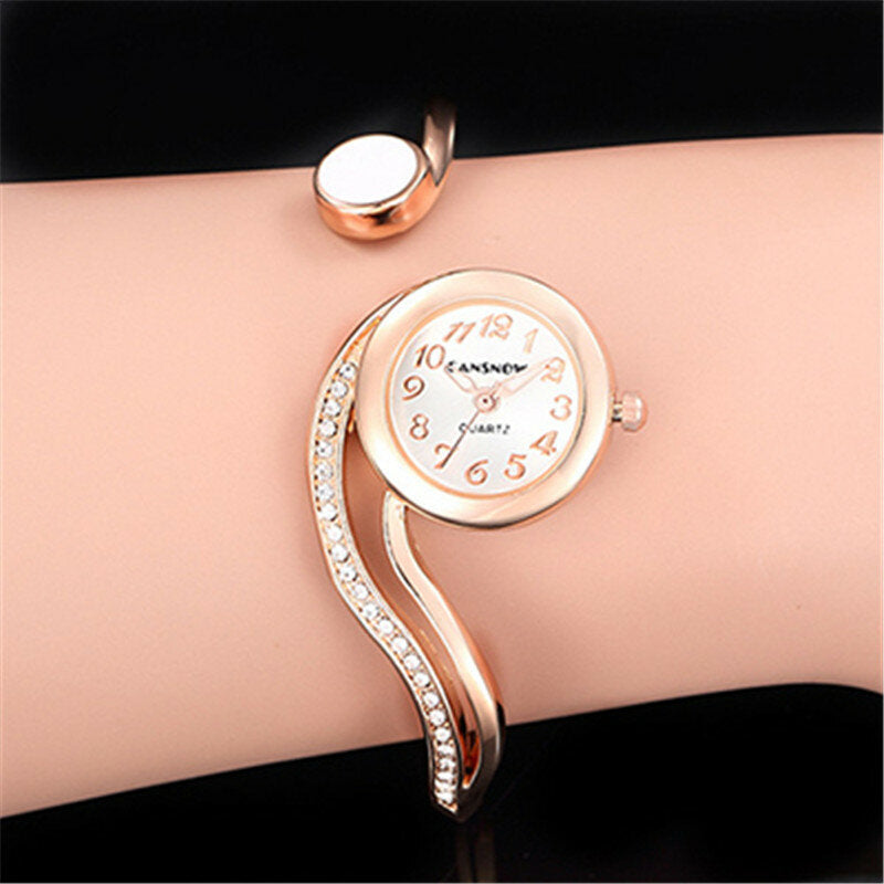 Casual Style Irregular Ladies Bracelet Watch Crystal Quartz Watches