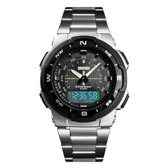 Stainless Steel Waterproof Chrono Dual Digital Watch Business Style Men Wrist Watch