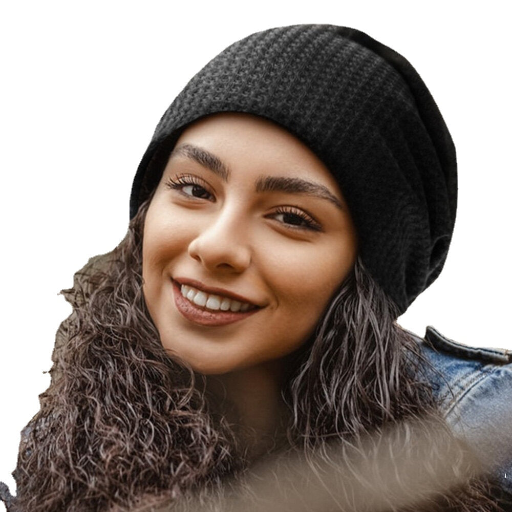 Women's Plaid Knitted Beanie - Warm, Soft, Breathable, Adjustable for Autumn/Winter