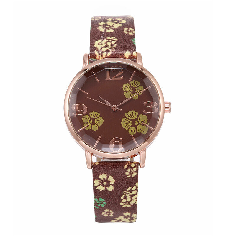 Retro Style Flower Printed Women Wrist Watch Chinese Style Quartz Watches