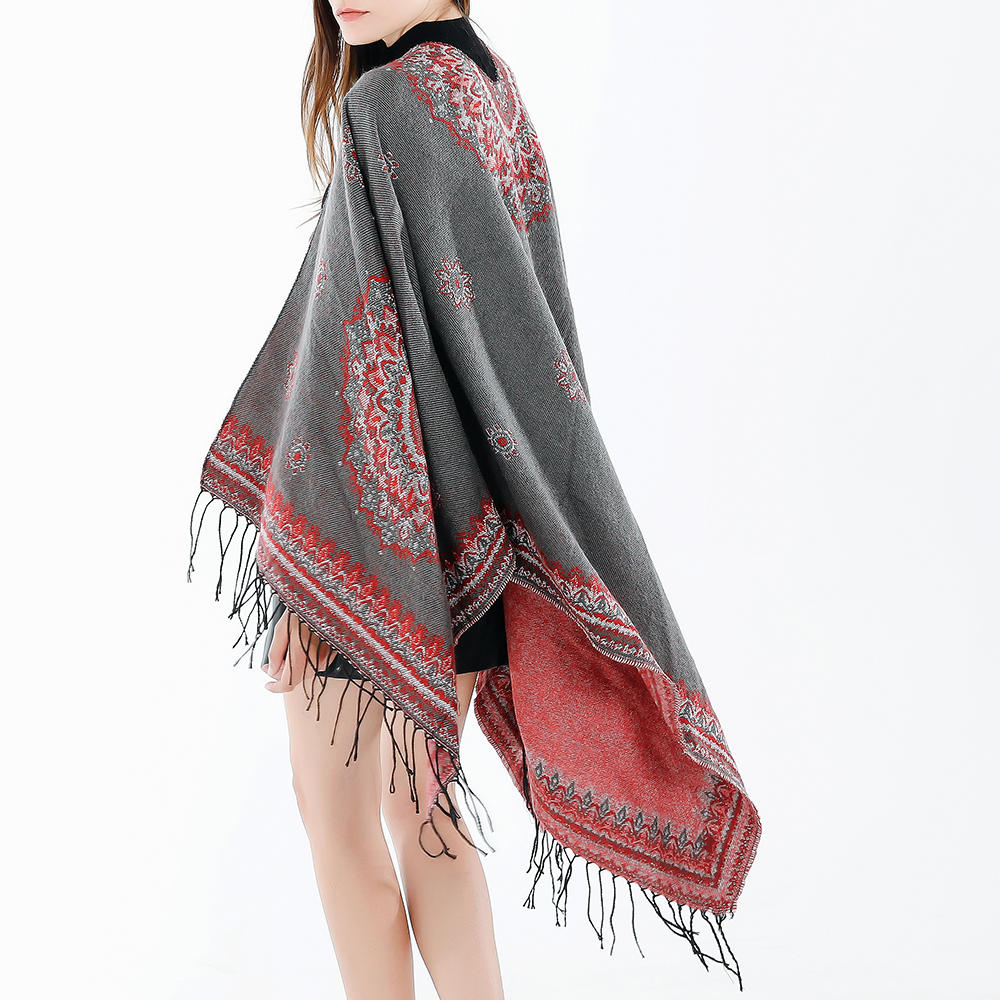 Vintage Ethnic Style Women's Winter Scarf Shawl with Tassels - Artificial Cashmere