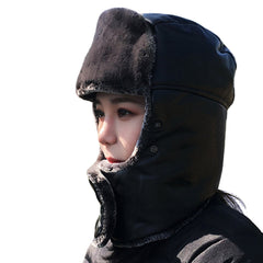 Unisex Faux Leather Trapper Hat: Warm, Windproof, Ear & Eye Protection for Outdoor Riding