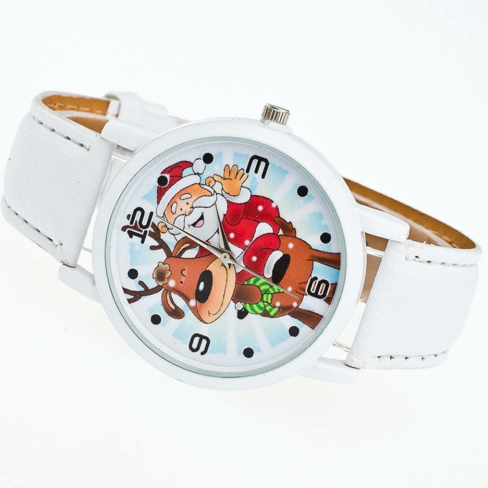 Fashion Christmas Santa Claus Pattern Cute Watch Leather Strap Men Women Quartxz Watch